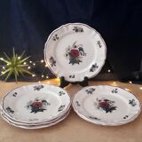 Set of 6 plates dessert model Agreste, flowers, from Sarreguemines, circa 1930