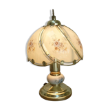 Lampe à poser en verre et métal doré