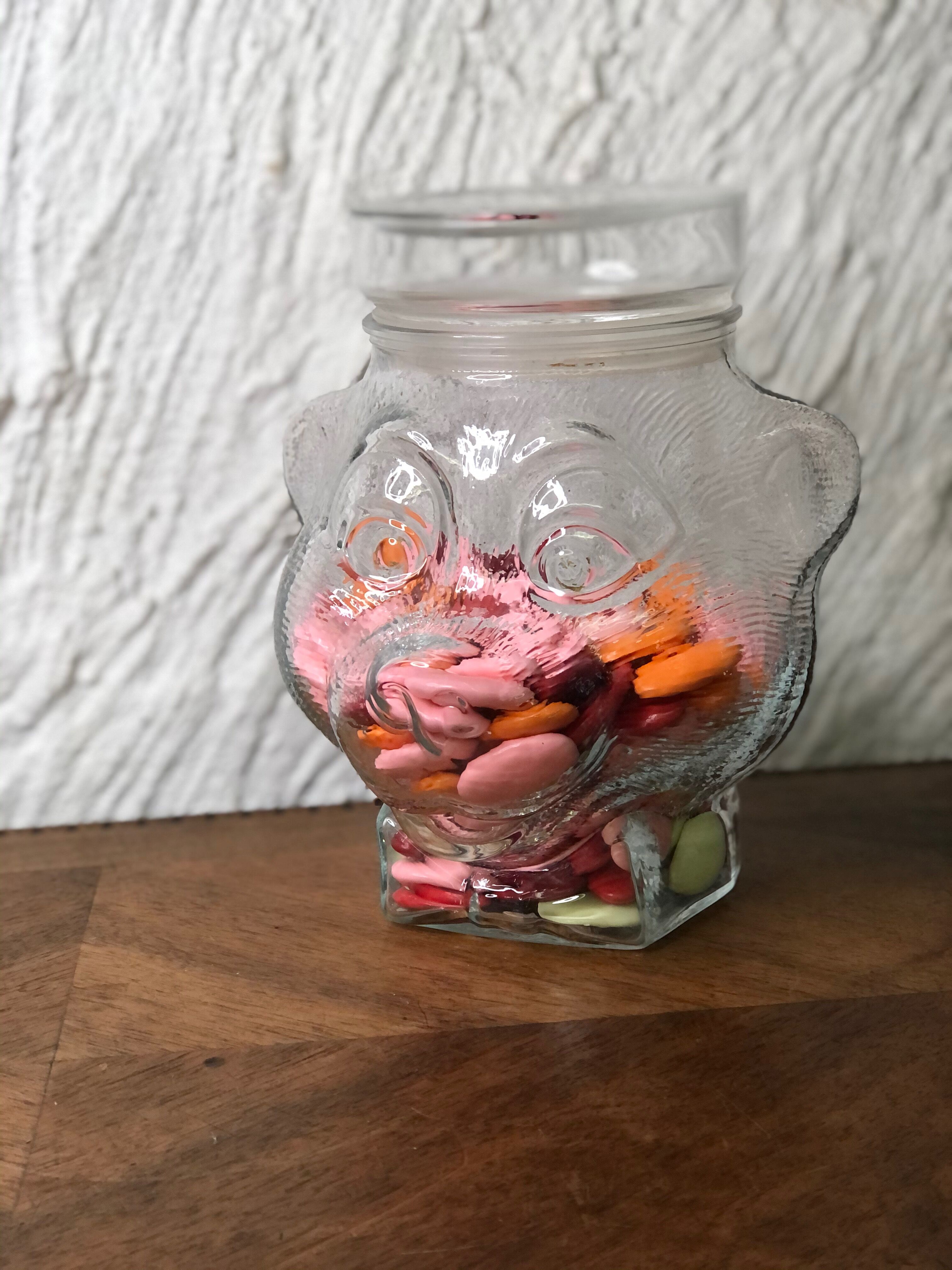 Glass jar candy box biscuit in the shape of bear head