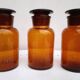 Set of 3 vintage brown pharmacy bottles