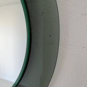 Decorative round wall mirror in smoked glass, Space Age Italian collectible