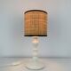White turned wooden lamp, rattan shade, 1960s.