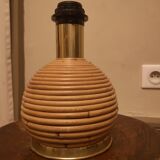 Rattan and vintage brass lamp base