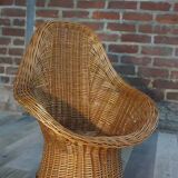 Fauteuil corbeille en osier pour enfant pour Rohe années 60 design Wim Den