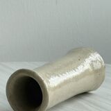 Handmade cylindrical vase in raw stoneware,