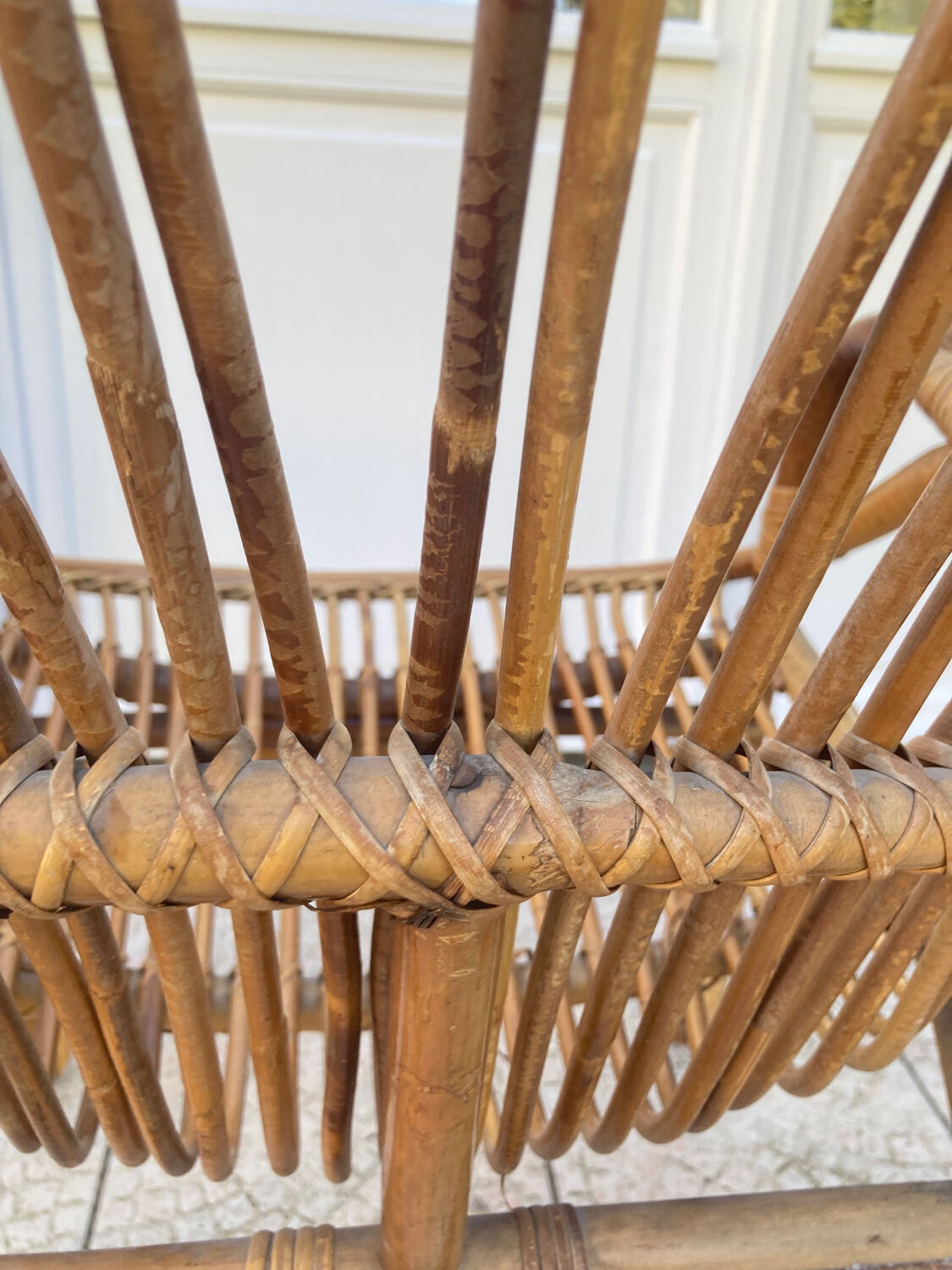 Vintage shell rattan armchair