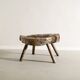 Antique Swedish Brutalist Wooden Side Sofa Coffee Table, 1800s