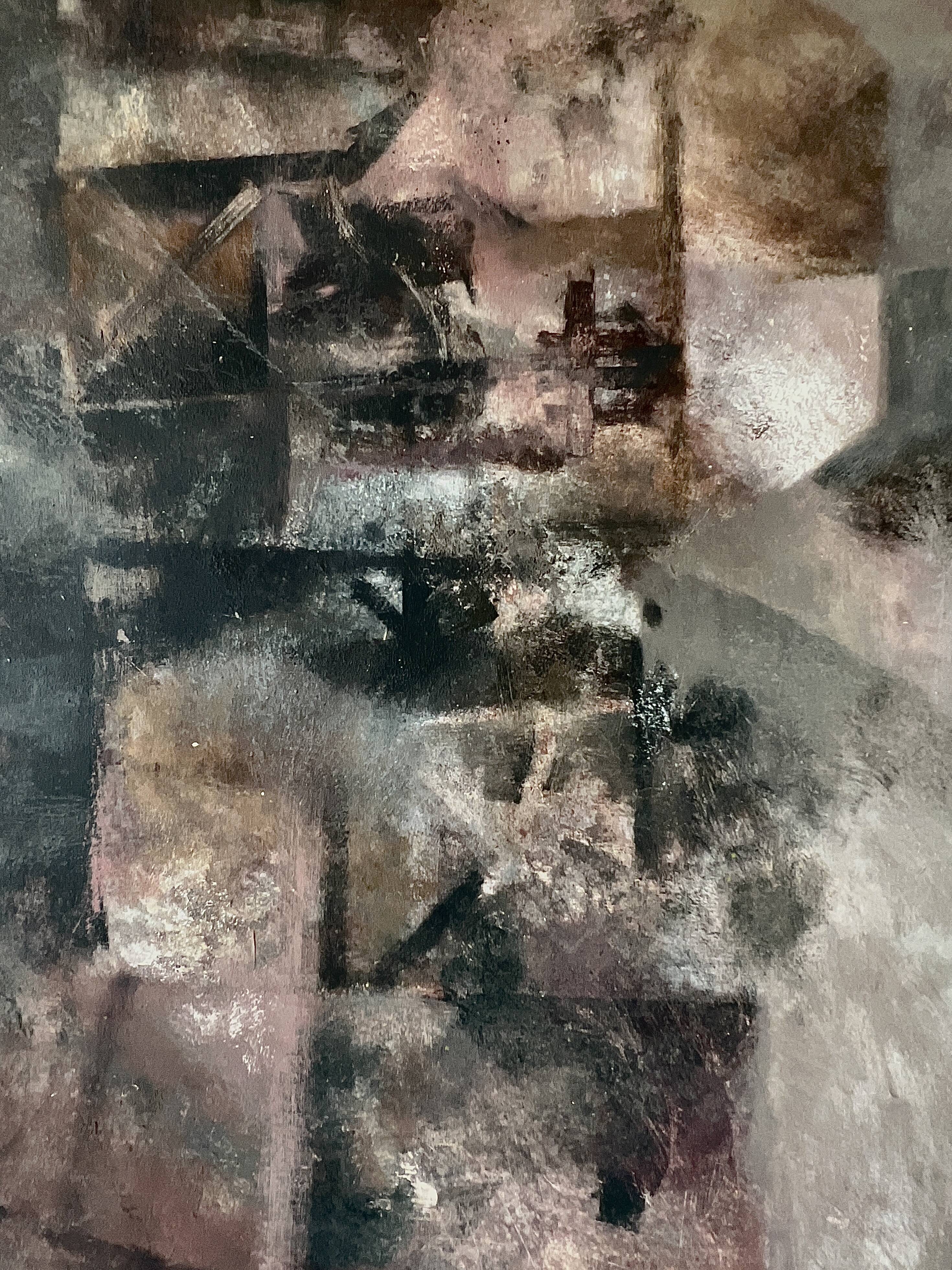 Contemporary abstract and textured tableau, painting on canvas 20th century.