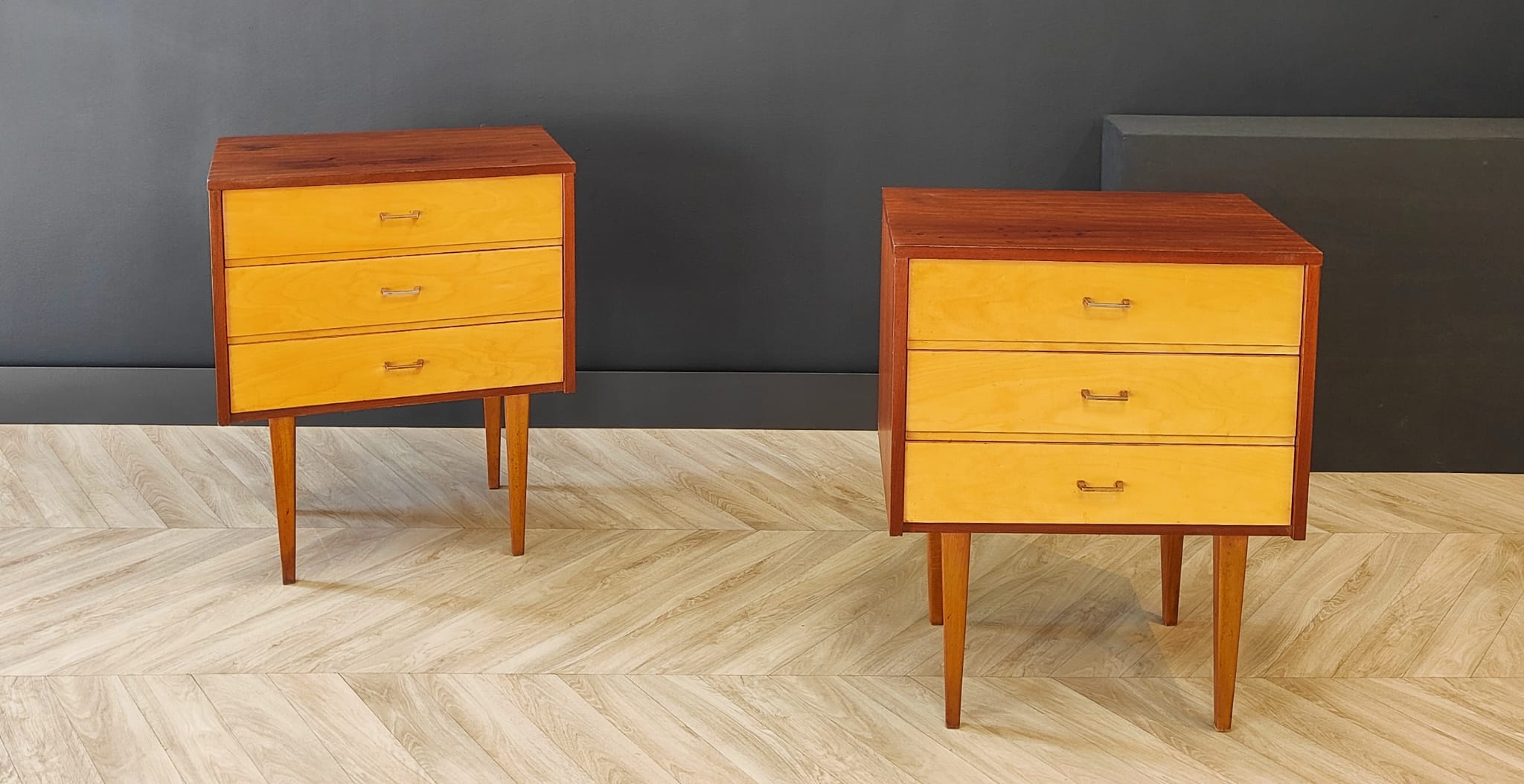 Two bedside tables, 50s