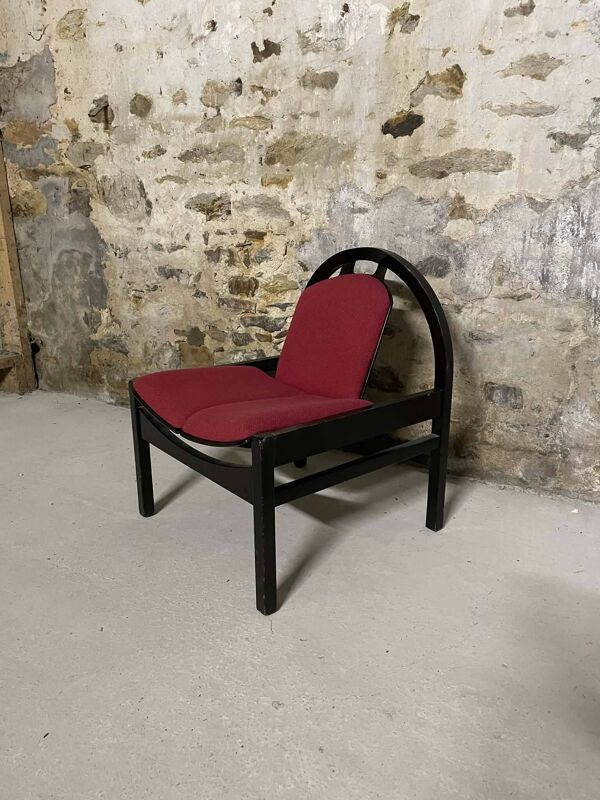 Fauteuil Baumann Argos vintage en bois noir