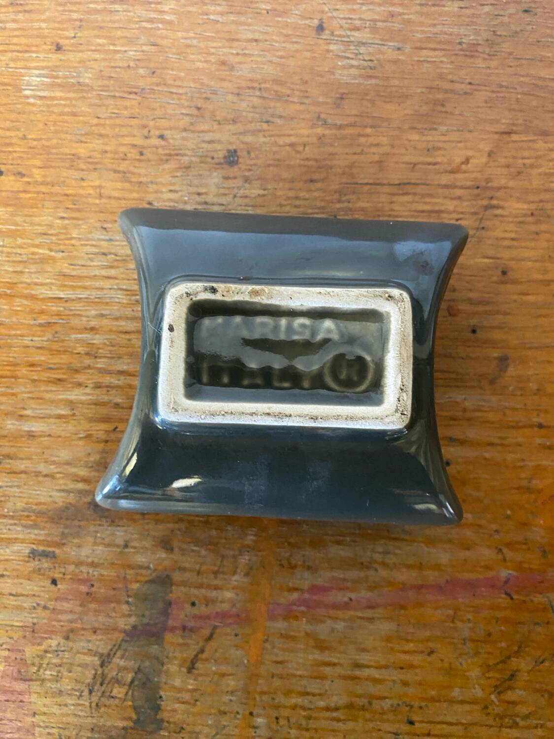 Antique Ashtray MARISA Green Ceramic Made In Italy Vintage #C659