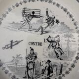 Old plate in Gien opaque porcelain