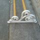 Old art deco towel rack in white enameled cast iron and wood
