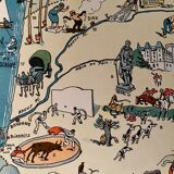 Old illustrated map of Gascony Béarn Basque Country 1929 - JP Pinchon