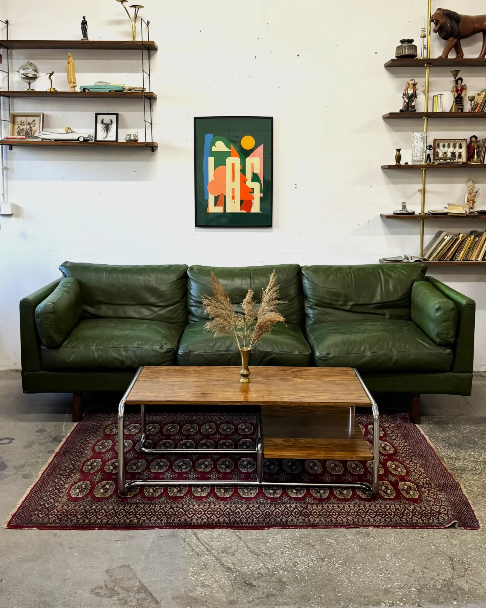 Olive leather sofa, Denmark, 1960s/70s, vintage mid-century modern