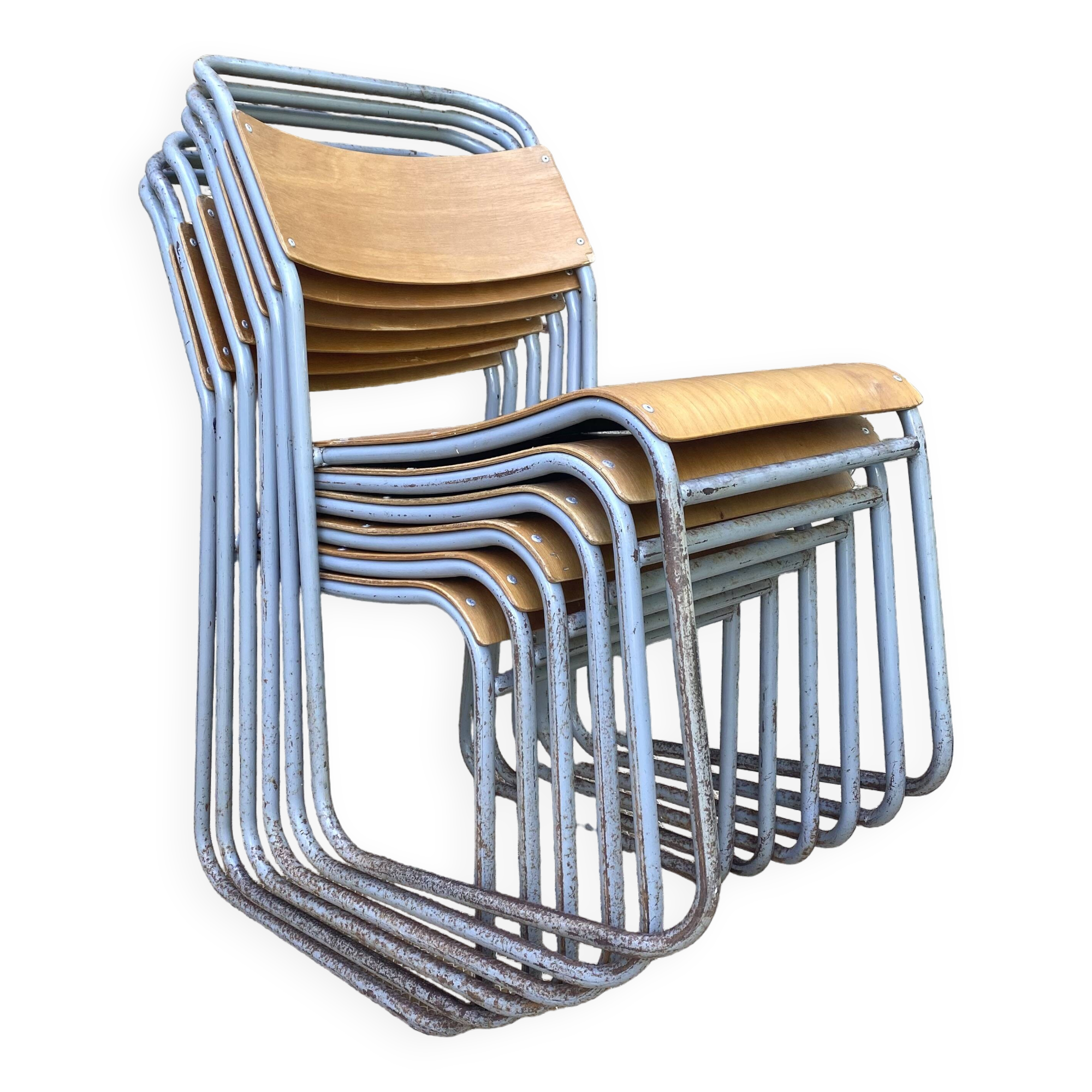 Remploy English industrial sled chairs from the 50s and 60s