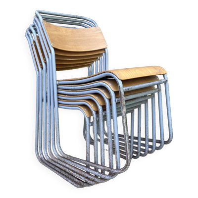 Chaises traineau industrielles anglaises Remploy années 50-60