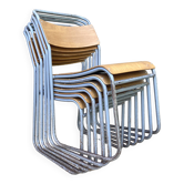 Chaises traineau industrielles anglaises Remploy années 50-60