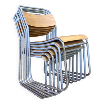 Chaises traineau industrielles anglaises Remploy années 50-60