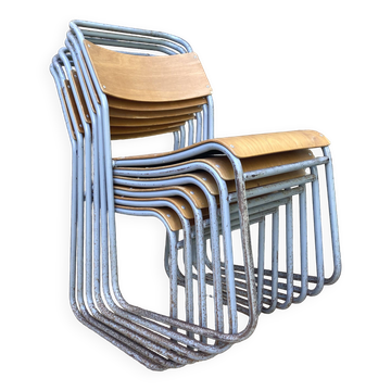 Remploy English industrial sled chairs from the 50s and 60s