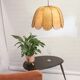 Suspension en rotin osier vintage forme fleur années 60