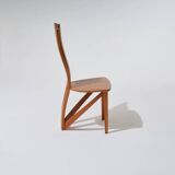 Set of 4 solid elm chairs, Maison Seltz, 1980s