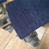 3 Bar stools in chrome metal and velvet