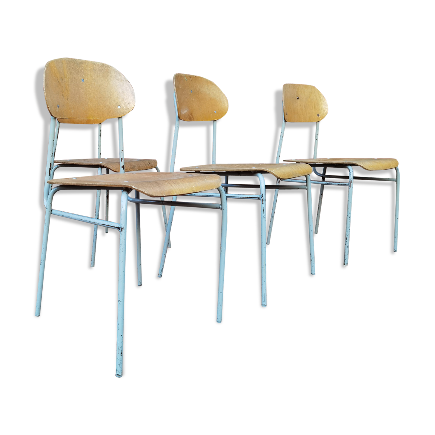 Lot de 4 chaises ecole tchécoslovaque 1950 1960