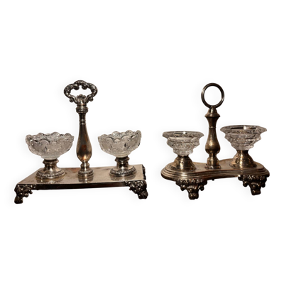 Deux salières doubles cristal de Baccarat