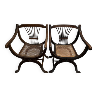 Pair of Dagobert armchair and its canework