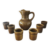 Vintage ceramic pitcher and 6 cups