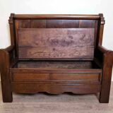 solid wood chest bench: work of popular art made from a bed