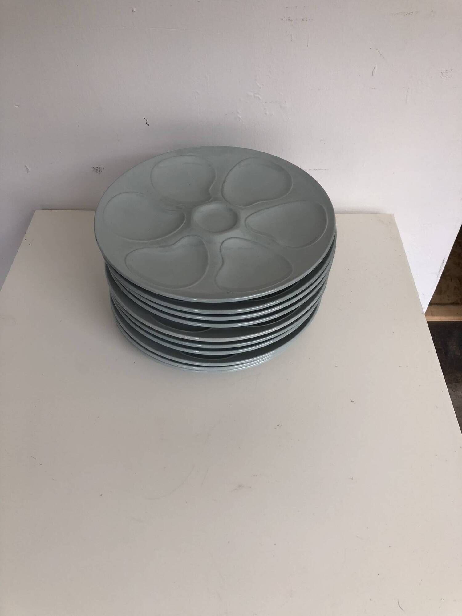 Set of 10 longwy oyster plates france