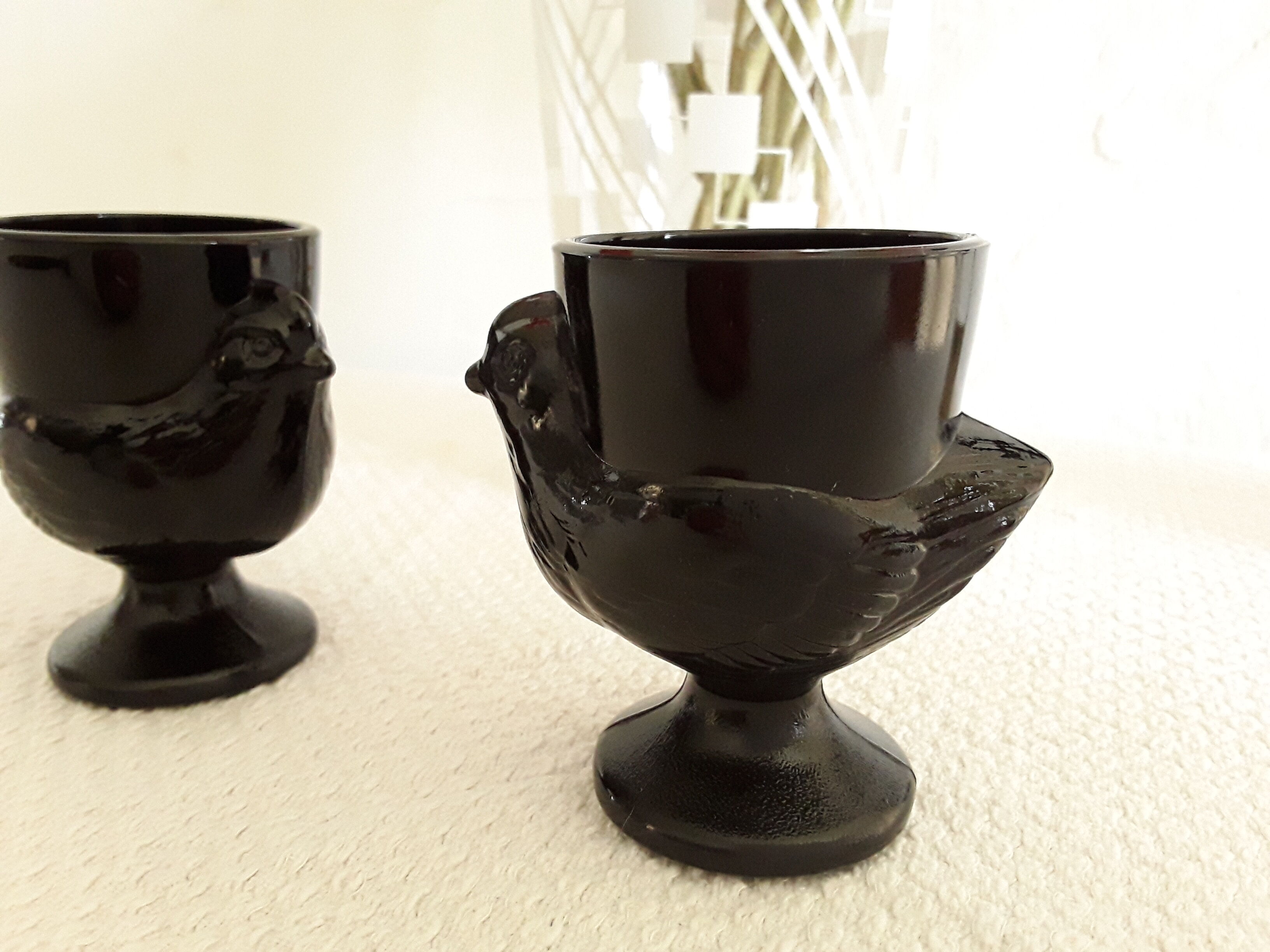 Vintage chicken shells in black opaline