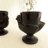 Vintage chicken shells in black opaline