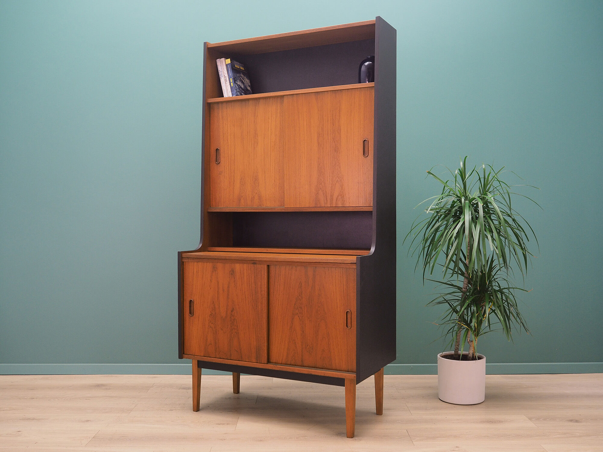 Bookcase teak with bar, Danish design, 70's