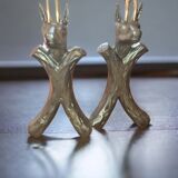 Chenets zoomorphe chamois laiton et fonte
