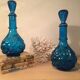 2 bottles Empoli Italian blue glass