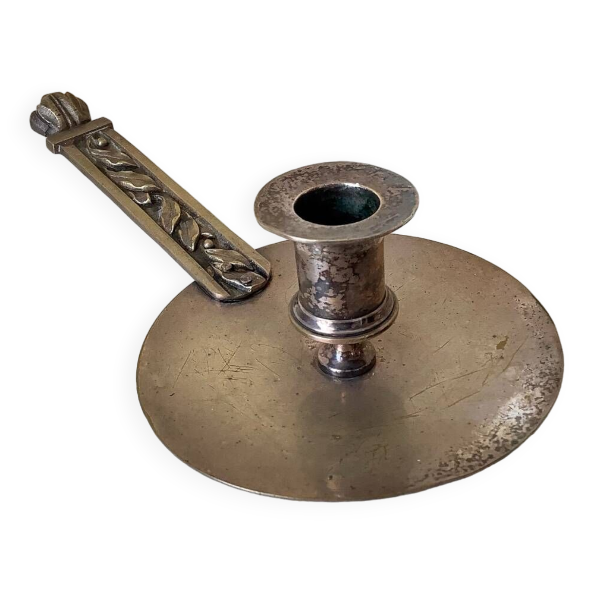 Silver cellar rat candle holder