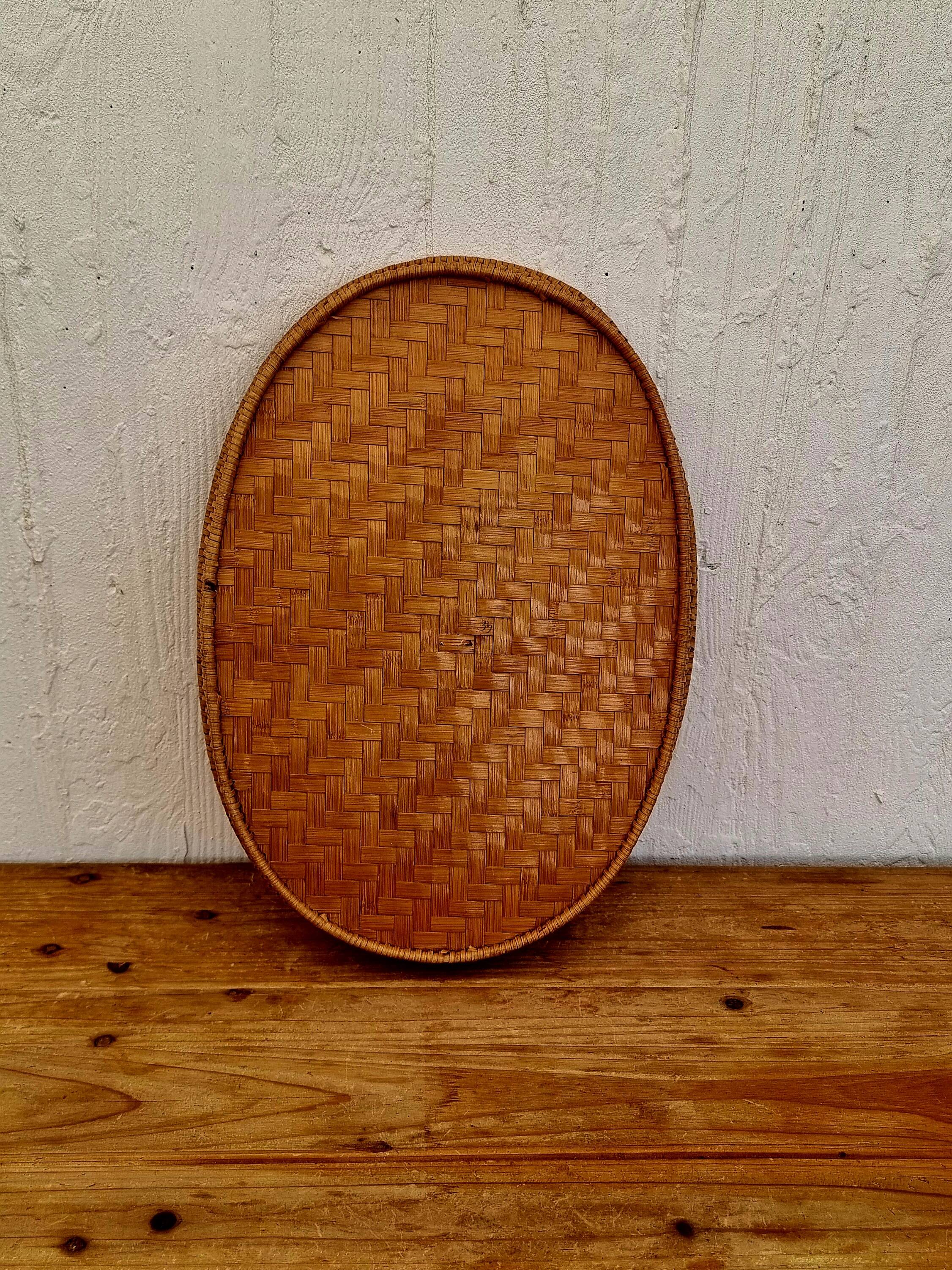 Vintage woven bamboo tray