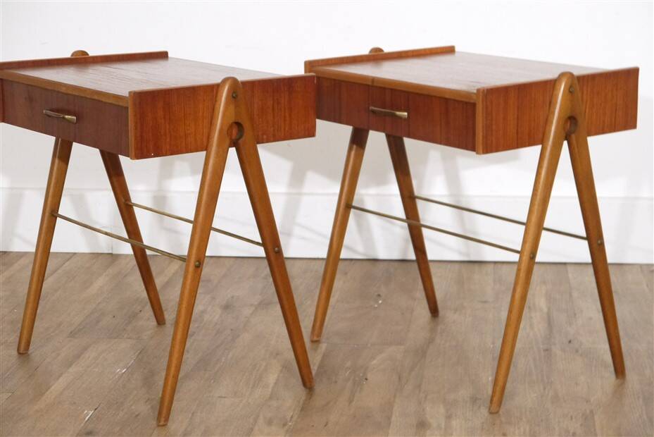 Paire de chevets vintage scandinave en teck