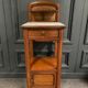 Bedside table in blond mahogany 1900 Art Nouveau white marble top