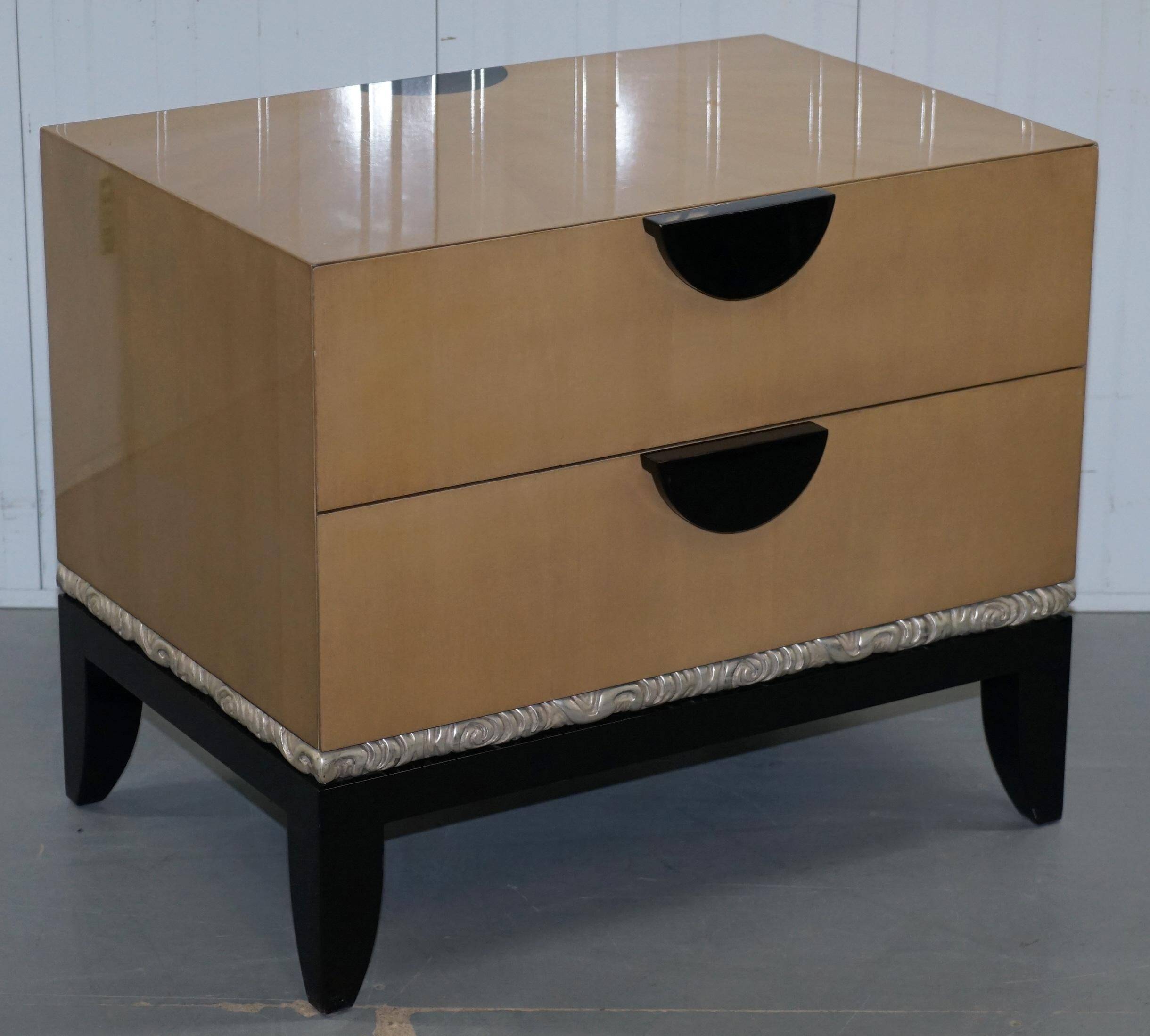Cloud bedside tables by J Robert Scott with 14-carat gold veneer.