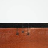 Black Art Deco cowhide leather and wooden design armchair with a high back