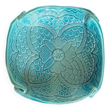 Signed turquoise enameled ceramic pocket tray