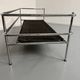 Three-seater tubular chrome and black leather sofa by Kébé, Denmark 80