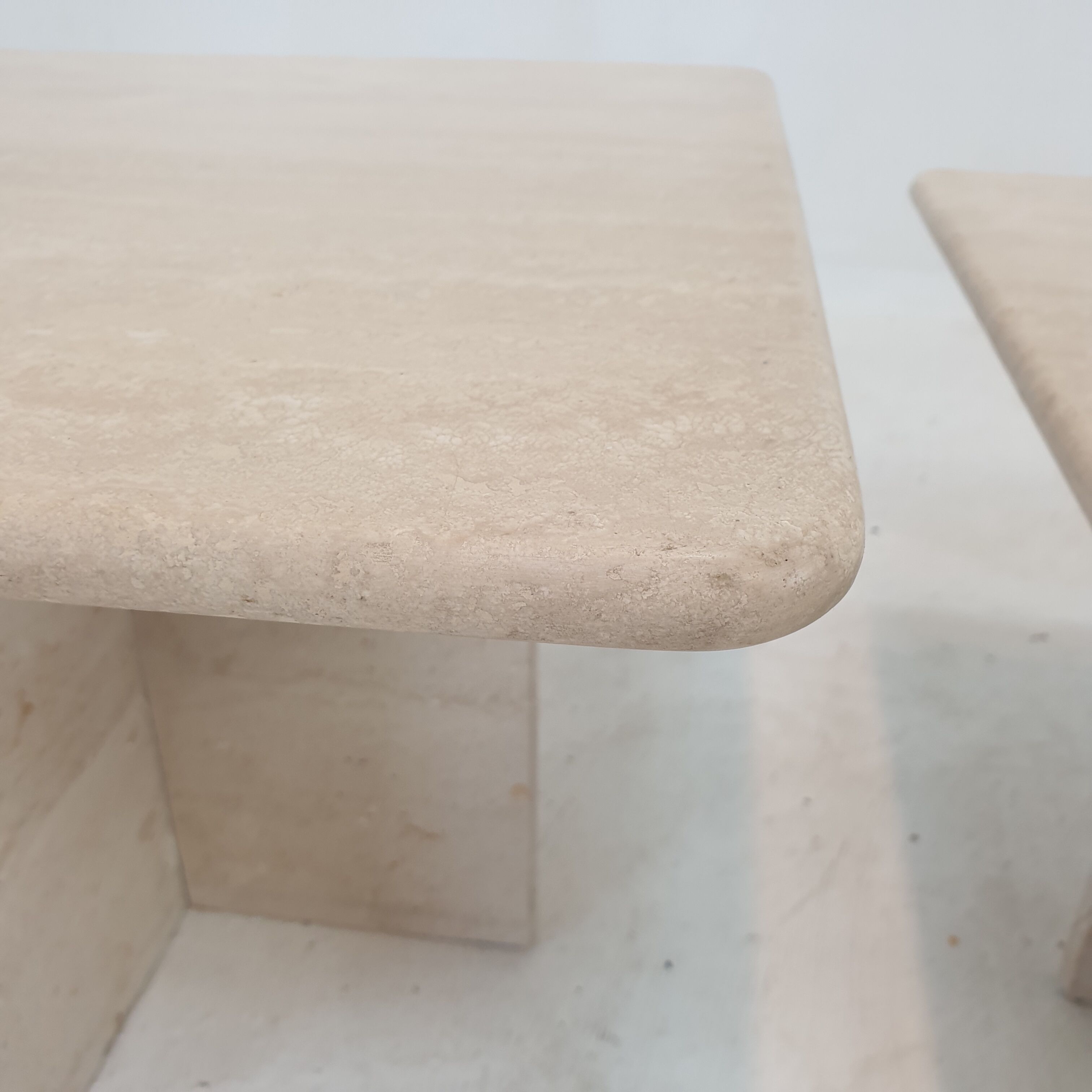 Set of 3 italian travertine coffee or side tables, 1980s