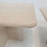 Set of 3 italian travertine coffee or side tables, 1980s