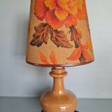 Vintage caramel table lamp with its flowery lampshade
