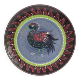 Ceramic wall plate folk bird